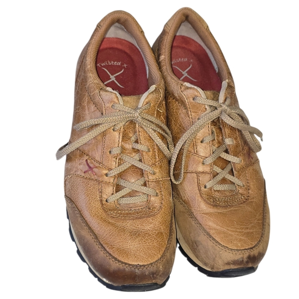 Twisted X Men's Brown Leather Sneakers Size 7.5 Lace Up Shoe